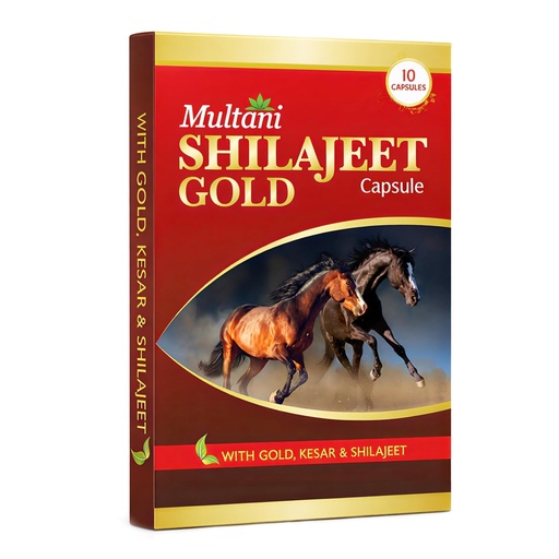 [BRSWYEAFCJYB63D7] Multani Shilajeet Gold 10 Capsule For Youthful Living, Enriched With Gold, Kesar, Safed Musli & Shilajeet Ayurvedic Shilajit Capsule For Stamina & Endurance