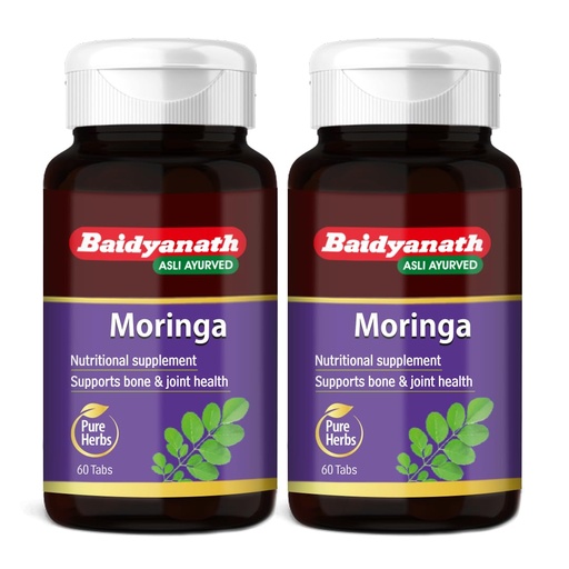 [BRSREEIOOEHWYCTB] Baidyanath Moringa - 60 Tablets (Pack of 2) | Gives Natural Energy & Nutrients | Daily Nutrition, Bone & Joint Support, Energy & Metabolism | Pure Moringa Leaf Extract |