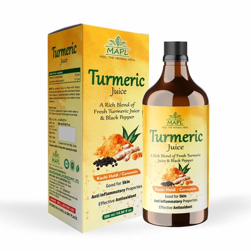 [BRSRYYIPO4BGA33U] MAPL Turmeric Juice with Kachi Haldi, Natural Curcumin & Piperine | Cold Pressed Ayurvedic Wellness Drink | Supports Immunity, Digestion & Daily Wellness | No Added Sugar 500 ML(Pack of 1)