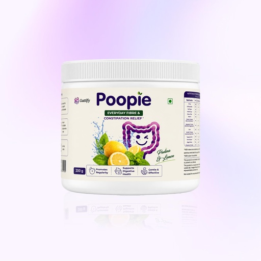 [BRSRYGD4PMCQI3TV] Poopie Fibre Supplement | Inulin & Sunfiber (PHGG) Prebiotic Fibre with Triphala, Ginger & Fennel | Supports Gut & Digestive Health | Helps Support Bowel Regularity | Pudina Lemon | 200gm