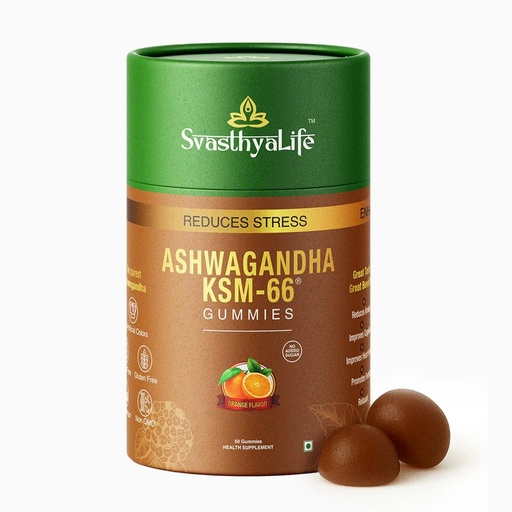 [BRSRGZT2AUNAGFAY] Ashwagandha KSM-66 Gummies | Stress & Anxiety Relief | Heart Health | Better Memory | Orange Flavor, No added sugar | 60 Gummies