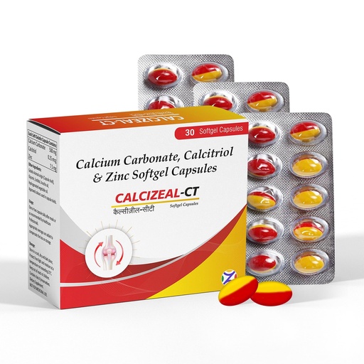 [BRSREEIKOEMAAFY6] Calcium Carbonate, Calcitriol & Zinc Softgel Capsules | Calcizeal-CT - Bone Strength, Joint Support & Muscle Health Supplement | Best Calcium & Zinc Softgels for Bone Loss Prevention | 30 Capsules