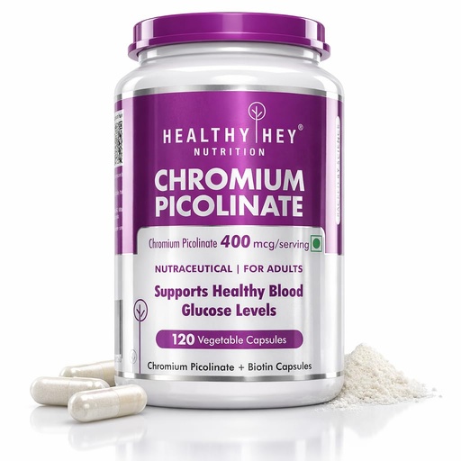 [BRSWYCQ7C4HWOE3P] HealthyHey Nutrition Chromium Picolinate -Support Glucose Metabolism (High Absorption) 120 Capsules, Non-GMO, Gluten Free