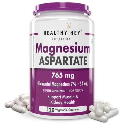 [BRSW2EL3AQCR43DB] HealthyHey Nutrition Magnesium Aspartate -120 Vegetabel Capsules