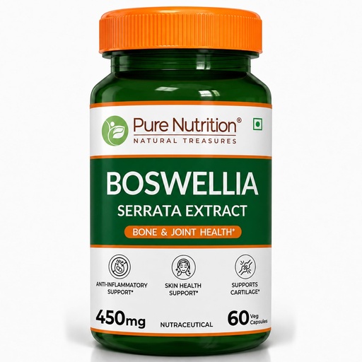 [BRSRACT3AEGQO3TO] Pure Nutrition Boswellia Serrata Supplements 450mg | Boswellia Serrata Capsules For Men & Women Supports Joint & Bone Health, Reduces Inflammation & Stiffness | Boosts Immunity & Skin Health – 60 Veg Capsules