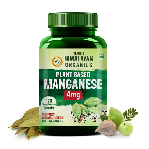 [BRSRAGQ5DEPA4CYV] Vlado’s Himalayan Organics Plant Based Manganese 4mg Hypoallergenic Trace Mineral Supplement for Connective Tissue and Bones | Skeetal Health Support | Good For Men and Women - 120 Veg Capsules