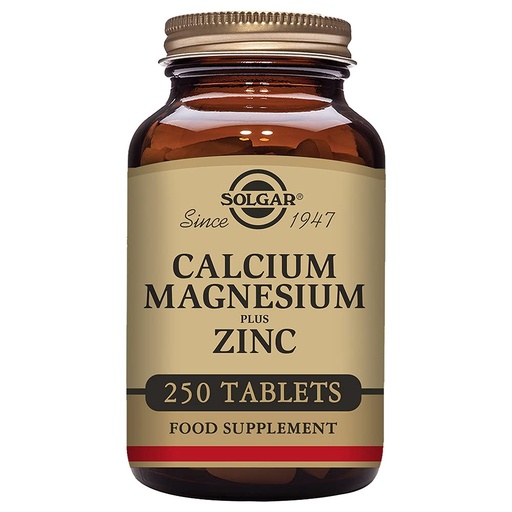 [BRSWIZQROECGIED4] Solgar, Calcium Magnesium Plus Zinc, 250 Tablets