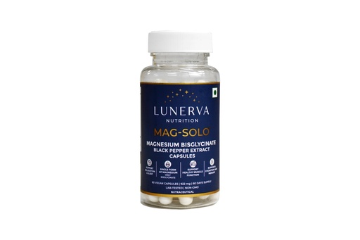 [BRSRYZDQCANRSHQ3] Lunerva Nutrition Mag-Solo - Magnesium Bisglycinate Capsules, | Black Pepper Extract | 60 Vegan Capsules | 60 Day Supply or as per Physician