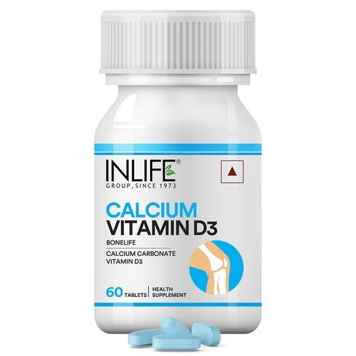 [BRSWGCYBAUPQ23DJ] INLIFE Calcium and Vitamin D3 Tablets, Bone & Joint Support, 60 Count