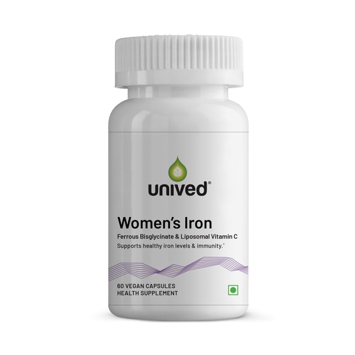 [BRSW2ZYCCENRMD33] Unived Women's Iron Supplement – Ferrous Bisglycinate + Liposomal Vitamin C – GENTLE, NON-CONSTIPATING – 29mg (100% RDA), Supports Iron Levels & Immunity – 60 Vegan Capsules (60 Day Supply)