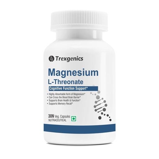 [BRSRMH35OQPGOYL4] Trexgenics MAGNESIUM L-THREONATE Next Generation Bioavailable Magnesium, Cognitive Function & Brain Health Support (30 Veg. Capsules) (Pack of 1)