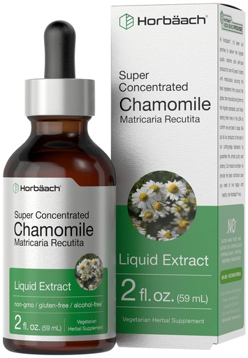 [BRSWGHA2BN7R6F37] Horbäach Chamomile Extract Liquid | 2 fl oz Tincture | Alcohol Free | Super Concentrated Herb Supplement | Vegetarian Drops | Non-GMO, Gluten Free