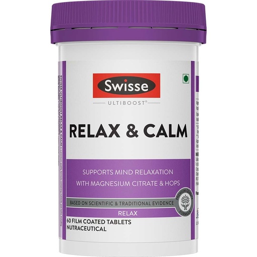 [BRSRGZ33OYMBYCTB] Swisse Relax & Calm - 300mg Magnesium Citrate with Hops & Inositol - Helps Muscle Recovery, Supports Mind Relaxation & Healthy Sleep Cycles | Non-Drowsy Everyday Formula (60 Tablets)