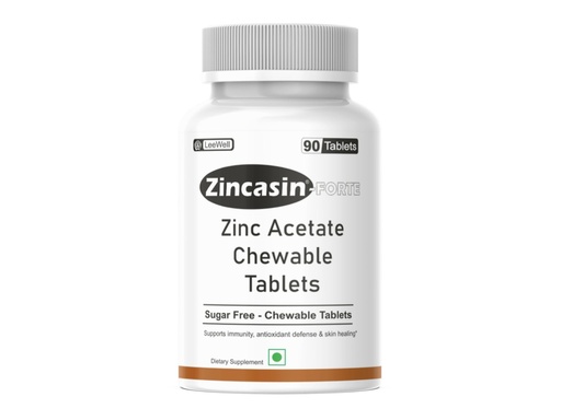 [BRSRGYYTA4CQOGY7] Zincasin Forte (LeeWell) Zinc Acetate Sugar-Free Chewable Tablets, 90 Count, Dietary Supplement for Immunity Support