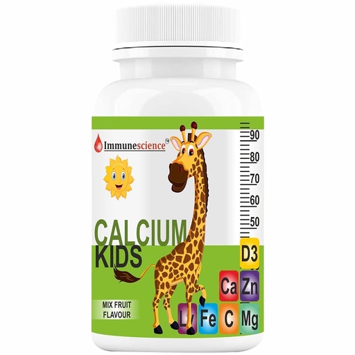 [BRSW2HD3ORYR433F] Calcium For Kids With Vitamin D3 (Vit d),Magnesium,Zinc,Vitamin C,L lysine Multivitamin Supplement For Strong Bone,Teeth,Height,& Growth - 60 Chewable Tablets (Pack 1), 250 grams