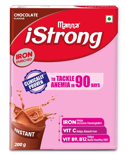 [BRSW2ZY2AF7BACY2] Manna iStrong Nutrition Drink Iron Supplement for Women, Clinically Proven to fight Anemia in 90 Days. Chocolate 200g