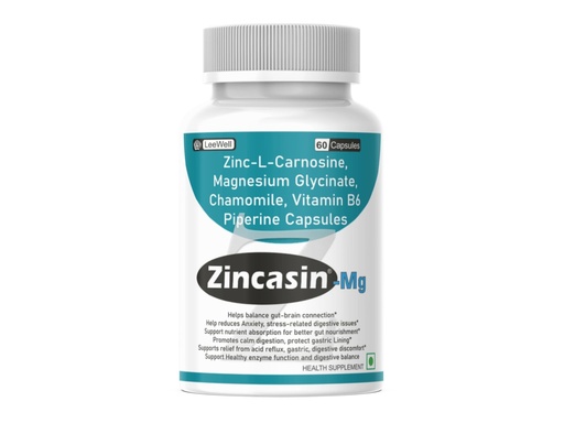 [BRSREAD7BUNRUEYV] Zincasin -Mg (LeeWell) Magnesium glycinate, Zinc Carnosine, Chamomile | Helps relax smooth muscles in the digestive tract, stomach, intestine mucosa soothing, lining repair support -60 Capsules