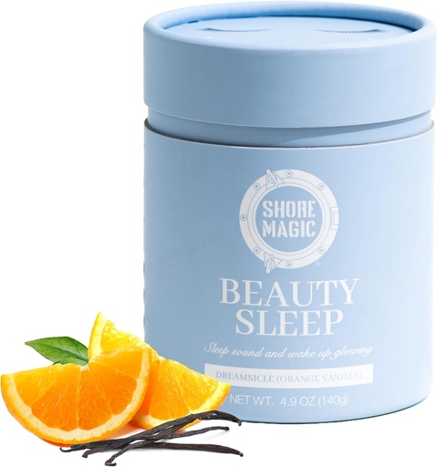 [BRSROBI2PIJR6YDA] Shore Magic Beauty Sleep with Premium Marine Collagen – Hydrolyzed Type I-IV Peptides with Magnesium & L-Theanine, Promotes Relaxation & Restful Sleep, Orange-Vanilla Flavor, Sugar-Free,Melatonin-Free