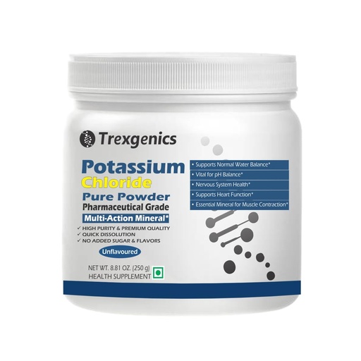 [BRSW2AAYCBYROELZ] Trexgenics POTASSIUM CHLORIDE POWDER (250 gram / 8.81 Oz) KCL Essential Mineral (Pack of 1)