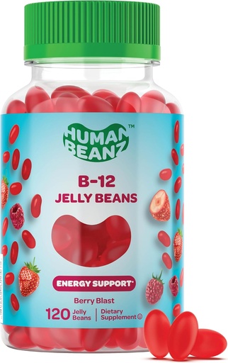 [BRSRMCAHOUIGK3Q4] Methylated Vitamin B12, Jelly Bean Gummies for Adults, Brain Health and Energy Booster, Healthy Hair, Skin, and Nails, Nutritional Vegetarian Supplements, 120 Jelly Beans