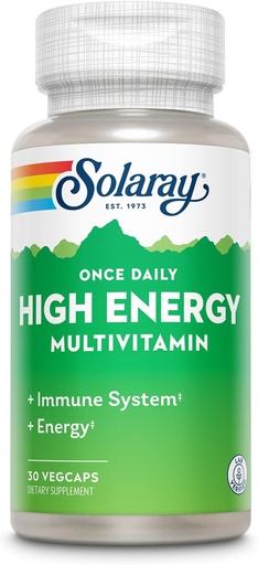 [BRSWIYT3PMMRGEA3] SOLARAY Einmal täglich High Energy Multivitamin für Frauen und Männer - Energieergänzungen - Immununterstützung w/Vitamin C, A, D und E, Vitamin B Complex, Trace Minerals, 60-Day Garantie, 30 Serv, 30 VegCaps