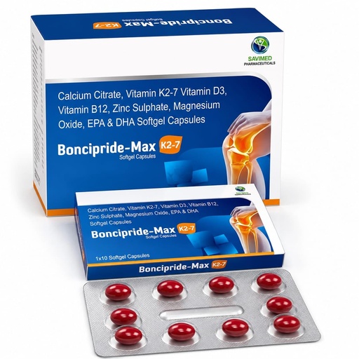 [BRSRYZQFA55WKF3V] Boncipride-Max K2-7 Softgel Capsules | Calcium Citrate, Vitamin K2-7, Vitamin D3, Vitamin B12, Zinc, Magnesium, EPA & DHA | Bone & Joint Nutrition Supplement |