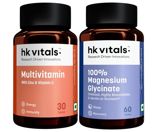 [BRSRYZIDCUDWM3T3] hk vitals 100% Magnesium Glycinate 1880mg, 60 Tablets + Multivitamin