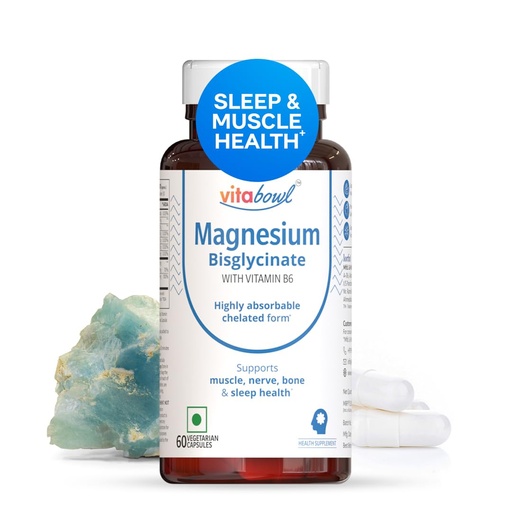 [BRSRAGIBCQAROGT4] Pure Magnesium Bisglycinate Chelate 1400mg | 308mg Elemental Magnesium + Vitamin B6 | No Blends, No Complexes | High Absorption | Sleep, Stress Relief & Muscle Recovery | 60 Veg Capsules