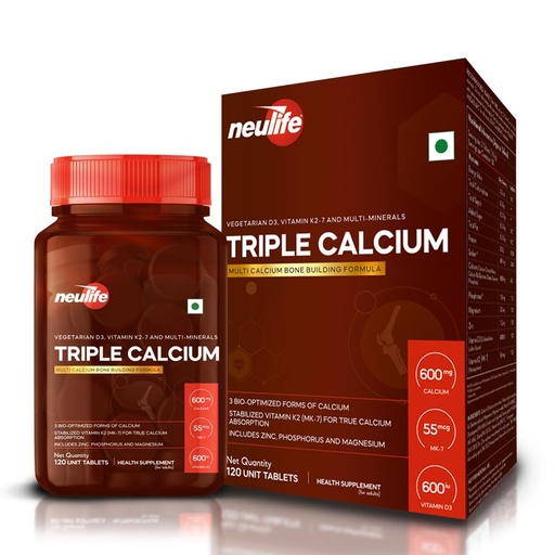[BRSWGZQZCMNRGDLK] Neulife Triple Calcium with K2-7 & D3 – Multi-Source Calcium Citrate Malate (CCM) Formula with Zinc, Phosphorus & Magnesium – Bone Health Support – 120 Tablets