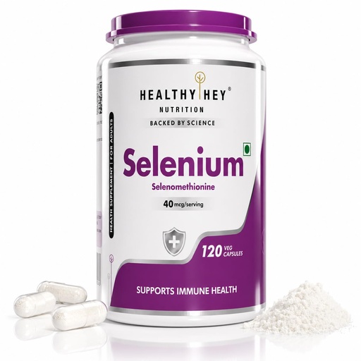 [BRSWYHT7PNYWKH3U] HealthyHey Nutrition Selenium 40mcg, 120 Capsules | Immune Support & Superior Absorption | Non-GMO