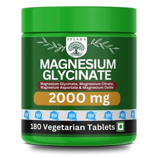 [BRSREEINCF6R4YD3] SYLARA Chelated Magnesium Glycinate 2000 mg - 180 Tablets/Capsules Supplement - 100% RDA (Magnesium Glycinate, Citrate, Aspartate Complex)