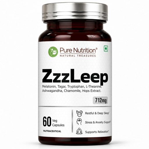 [BRSRGALQOV7QICLP] Pure Nutrition Deep Sleep Support (712mg), 60 Veg Capsules | Melatonin 10mg, Ashwagandha, L-Theanine, Chamomile, Tryptophan & Hops Extract | Supports Relaxation, Restful Sleep & Stress Relief