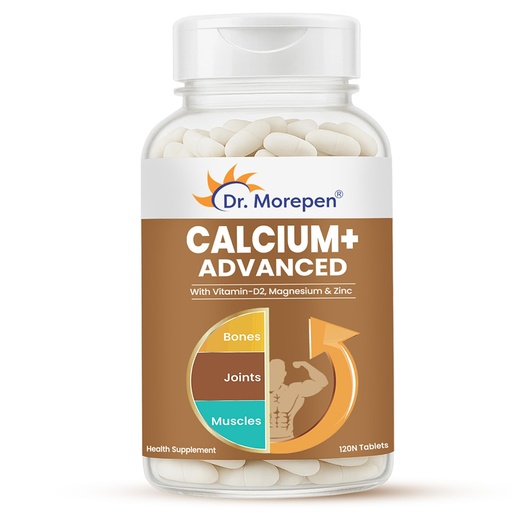 [BRSROBQEB4GWGCLV] Dr. Morepen Calcium+ Advanced Tabs with Vitamin - D2, Magnesium & Zinc - 120 Veg Tablets for Women & Men Calcium & Vitamin D Tablets to support Strong Bones, Joints & Muscles