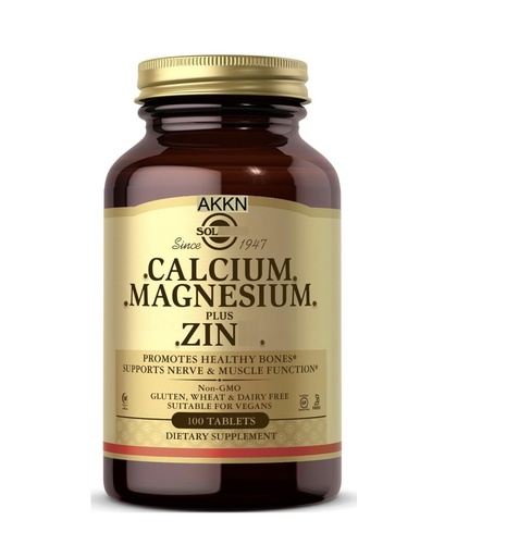 [BRSRGCADOUFQKH35] AKKN Sol gar Calcium, Magnesiu & Zinc - 100 Tabs