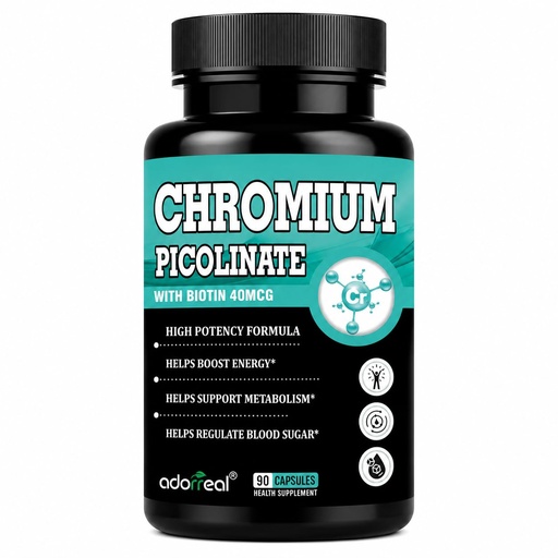 [BRSRGZYTCQMGEFLV] Chromium Picolinate 400 mcg with Biotin 40 mcg | 90 Veg Capsules | High Potency Formula | Supports Normal Glucose Metabolism, Energy Metabolism & Overall Wellness | Health Supplement