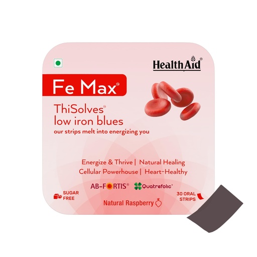[BRSROBLQCR5RU3D3] HealthAid® Fe Max™ ThiSolves™ – Iron + Folic Acid Oral Strips | With Vitamin C, Zinc & Beetroot | Haemoglobin & Energy Support | 30 Strips