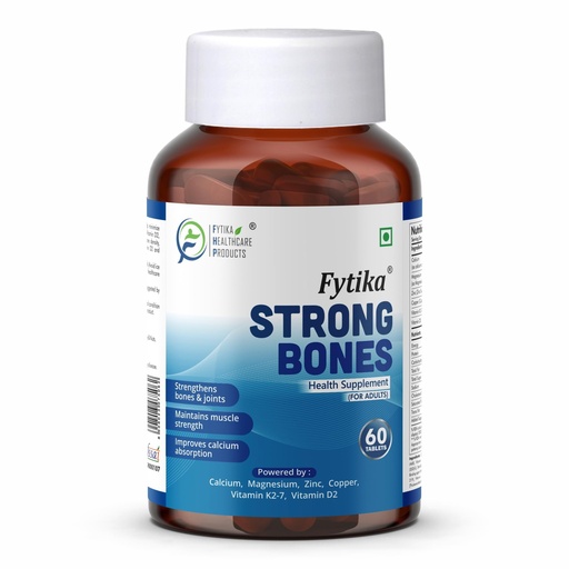 [BRSRMAINCEARM3TH] Fytika Strong Bones - 60 TABS (Pack of 1) | Calcium 1000mg + Vitamin D3 400IU Supplement with Magnesium, Zinc,Coper & Vitamin K2 for Complete Bone, Joint & Muscle Health - Women and Men