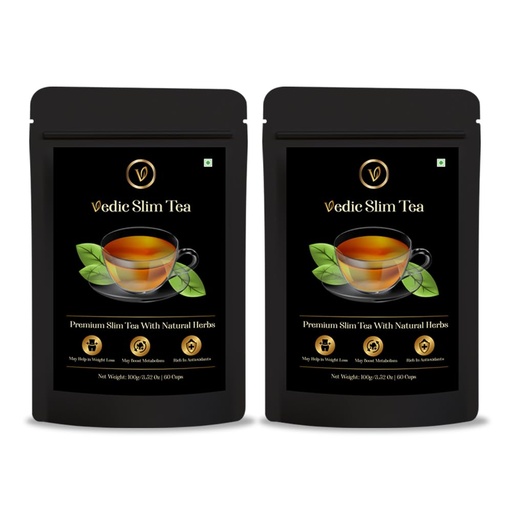 [BRSRAAAQBYGRMGT4] Baton Vedic Slimming Green Tea 100g | 18 Herbal Blend for Weight Management, Gut Health & Body Cleanse | Natural Detox Infusion | No Added Sugar | Daily Wellness Drink for Men & Women | Pack of 2