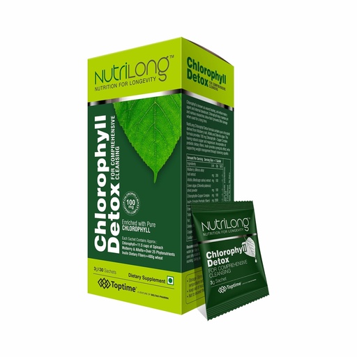 [BRSRAHQLABYBGALO] Chlorophyll Detox - Natural Detox & Digestive Health Supplement, 30 Sachets, Supports Digestive Wellness & Body Cleansing