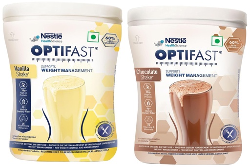 [BRSREEIQCMNRM3TL] Nestle Optifast Weight Management Shake | Vanilla and chocolate Flavour | Scientifically Designed Weight Loss Diet | Meal Replacement Shake for Weight Loss | 400g Jar(Pack of 2)