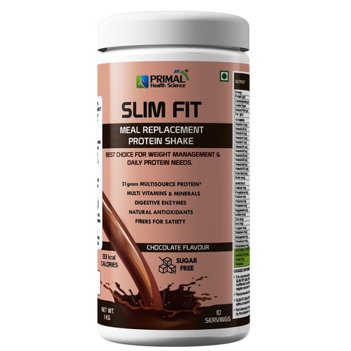 [BRSREEAOOR5R6D35] Slim Fit Meal Replacement Protein Shake 400g Chocolate Flavour | Sugar Free | Fiber | Digestive Enzymes | Vitamins & Minerals