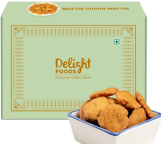 [BRSW2AQTO4NR43AU] Delight Foods Doodh Milk Maththi 300g – Premium Milk Mathri Snacks | Crispy Ready-to-Eat Evening Tea Time Snack | Traditional Indian Sweet Mathi | Wholesome, Crisp & Hygienically Packed