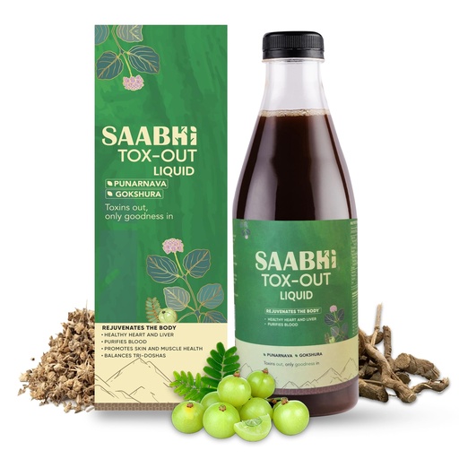 [BRSREAAEBABRQHTK] SAABHI Tox-out Liver Detox Juice 500ML | Kidney Care & Body Detox Supplement | Amla, Punarnava, Bhumi Amla | Blood Purifier & Digestive Health | 100% Ayurvedic AYUSH Approved