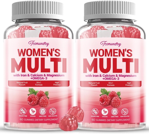 [BRSROCAHC56RY2DL] Sugar-Free Womens Multivitamin Gummies - High Absorption Multivitamin for Women Gummy with Omega-3, Astaxanthin, Calcium, Iron, Vitamin A, C, D3, K2, E, B6, B12 - Supports Skin, Hair, Energy, Immune