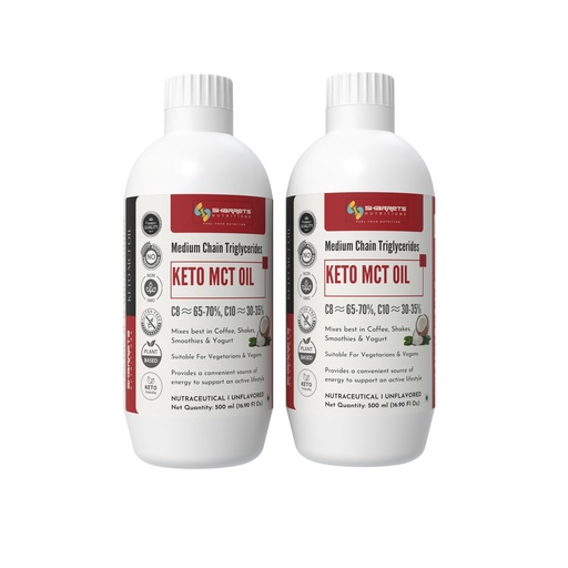 [BRSWGAIHAUHAEYD5] Sharrets Keto MCT Oil (2 x 500ml) C8:70 C10:30 Premium Medium Chain Triglycerides for Bulletproof Coffee, Intermittent Fasting, and Peak Performance