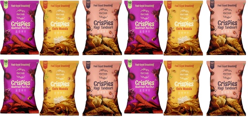 [BRSRYZAPDIBREYDJ] Khari Foods Healhty Crispies Combo, Tandoori Ragi, Peri Peri Beetroot, Masala Oats Chips, No Palm Oil, No Maida, Millet Goodness, Fibre Rich, Zero Cholestrol, Gluten Free Vegan Snacks (50g x 6 Combo)