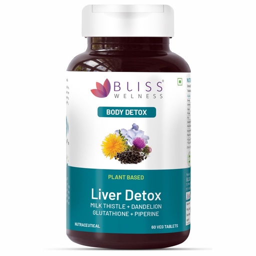 [BRSWGGI6CQFBMCDZ] Bliss Welness Liver Detox | Milk Thistle, Silymarin Dandelion, Glutathione, Piperine Extract | Liver Protection | Liver Support Refresher Care Detox Cleansing Health Supplement (1 Month Pack (60 Tablets))