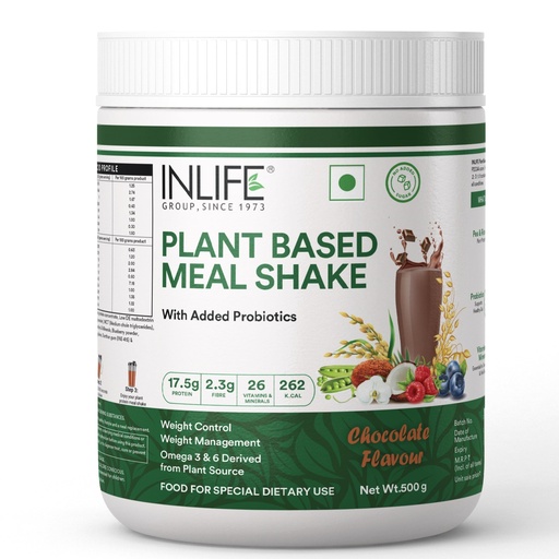 [BRSRMFD5BABBSDLD] INLIFE Plant Based Meal Replacement Shake, 17.5g Protein, Chocolate 500g