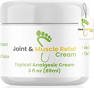 [BRSWGYYTOB6WG23J] Gout and You Relief Cream for Joint Discomfort, Flare-Ups, Tendon - Fast Acting Muscle Ache Relieving Rub with Arnica/Ilex Leaf Extract, Aloe Vera and Tea Tree Oil
