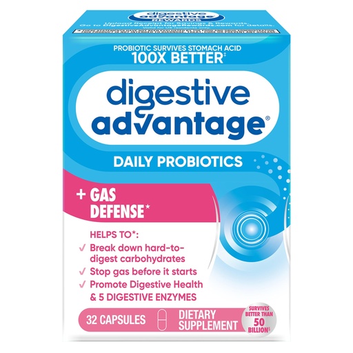 [BRSWECQPCAMBSYDU] Digestive Advantage Fast Acting Enzymes + Daily Probiotic Prevent Gas & Break Down Food Particles 32 Count Capsules